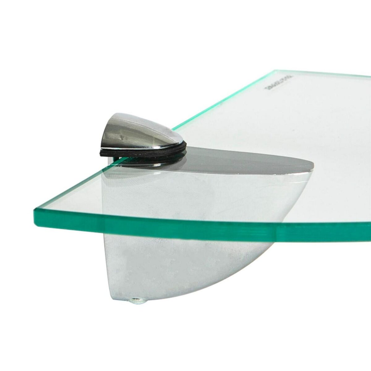 2x Clear 30cm Floating Glass Corner Shelves Bathroom Shelf with Chrome Brackets - Image 4