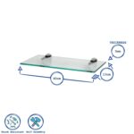 2x Clear 40cm Floating Glass Wall Shelves Bathroom Shelf with Chrome Brackets - Image 10