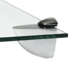 2x Clear 40cm Floating Glass Wall Shelves Bathroom Shelf with Chrome Brackets - Image 8