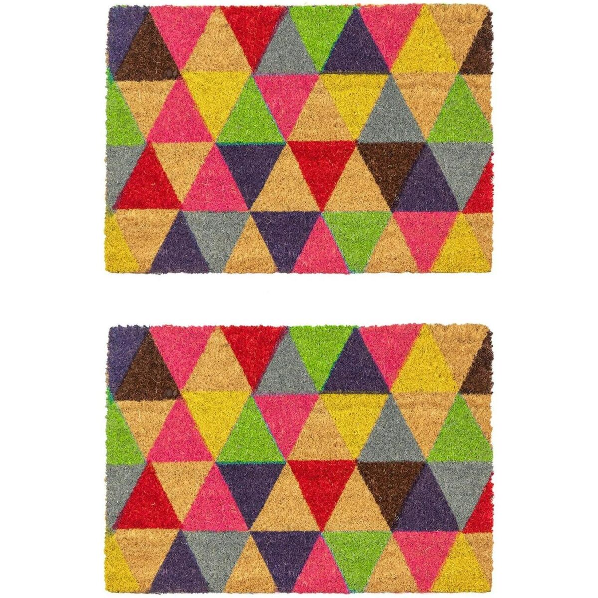2x Coir Door Mats Natural Coconut Indoor Outdoor Mats 90 x 60cm Triangle - Image 1