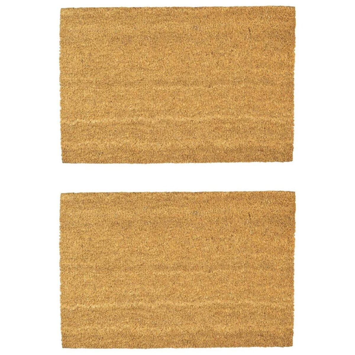 2x Coir Door Mats Natural Coconut Indoor Outdoor Welcome Mats 60 x 40cm Classic - Image 1