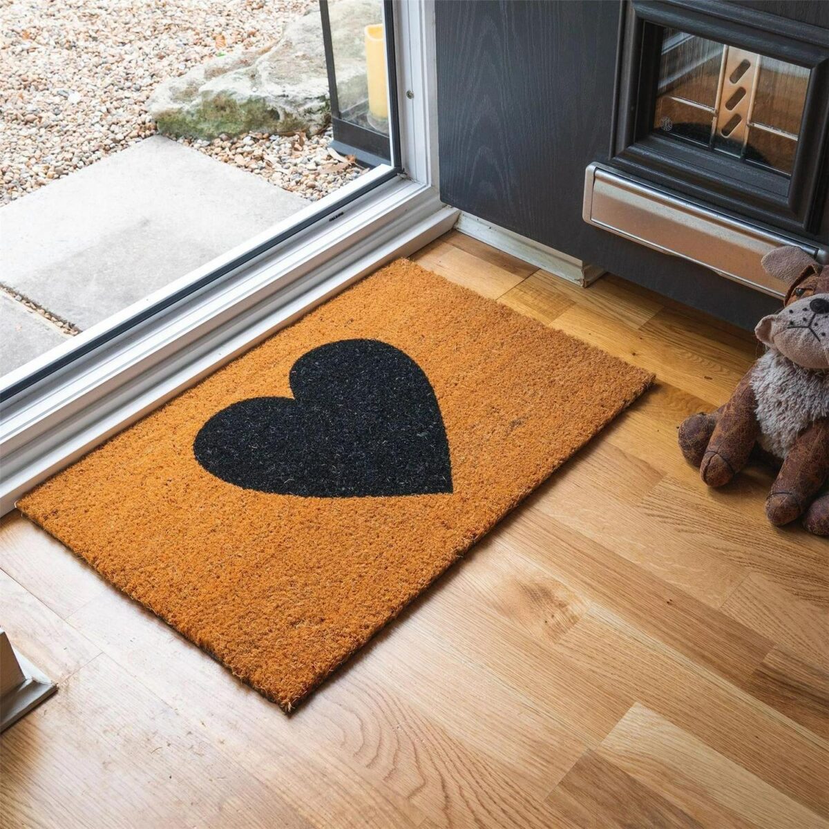 2x Coir Door Mats Natural Indoor Outdoor Welcome Mats 60 x 40cm Black Heart - Image 5