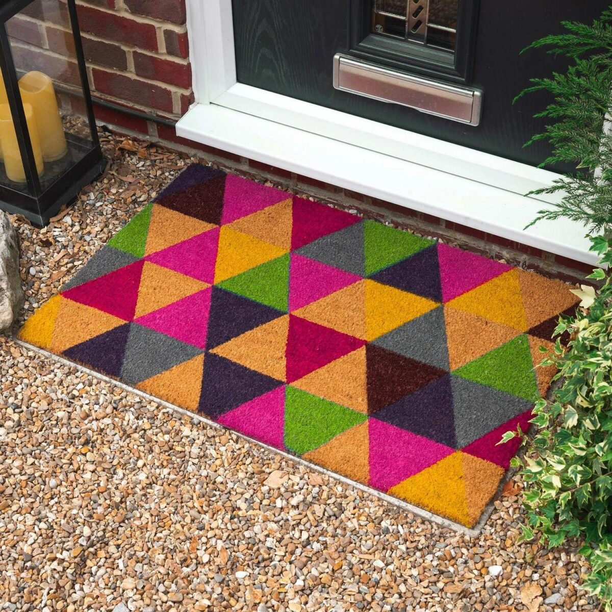 2x Coir Door Mats Natural Coconut Indoor Outdoor Mats 90 x 60cm Triangle - Image 5