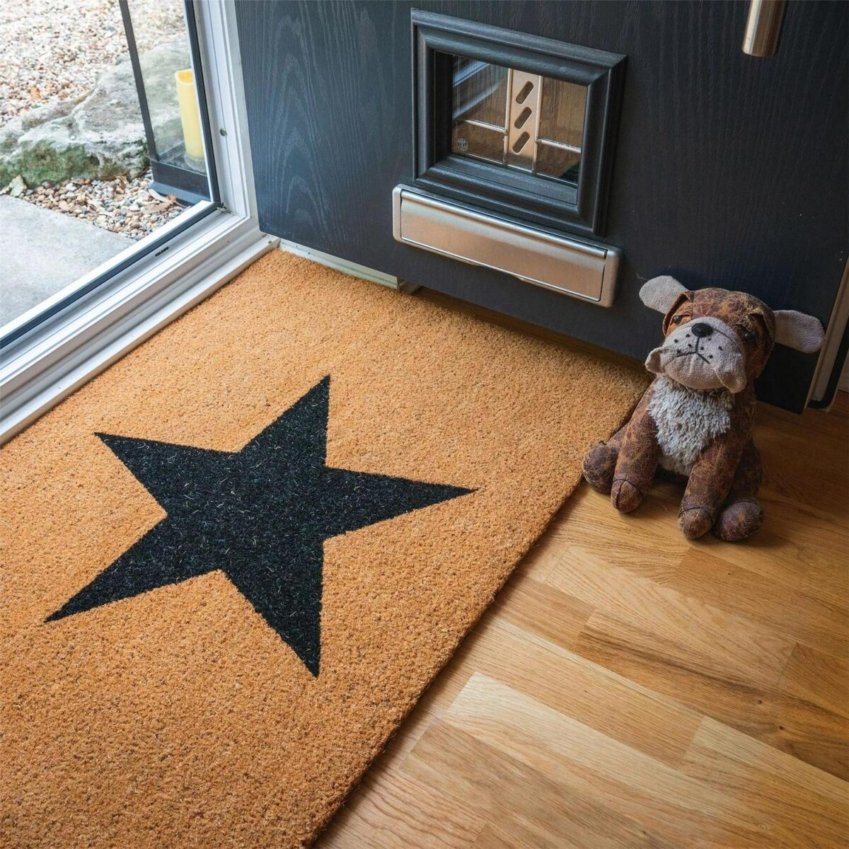 2x Coir Door Mats Natural Indoor Outdoor Welcome Mats 90 x 60cm Black Star - Image 6