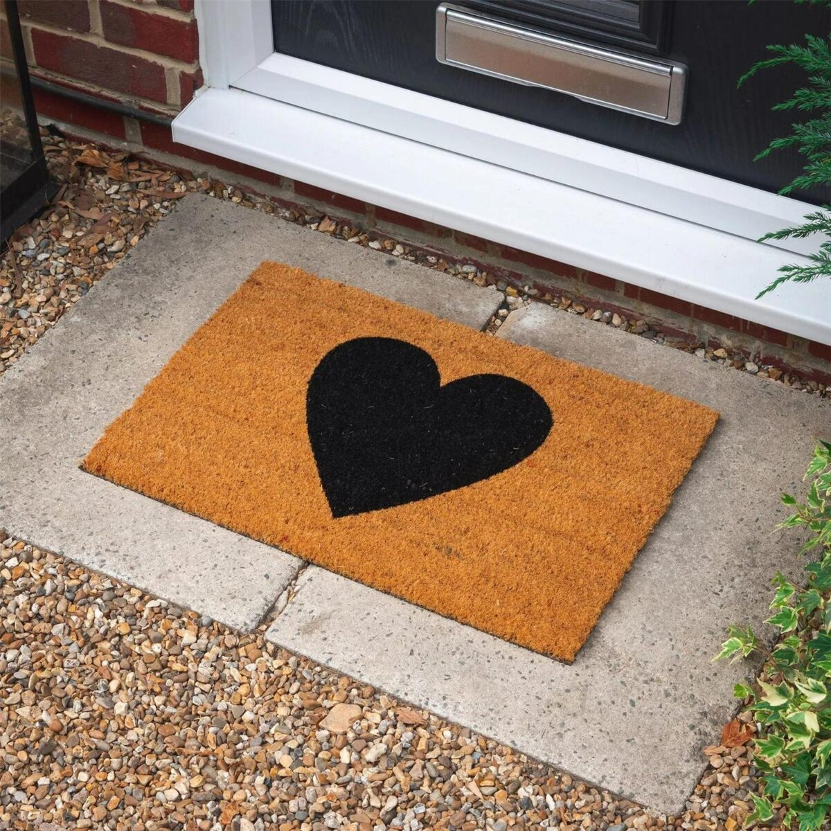 2x Coir Door Mats Natural Indoor Outdoor Welcome Mats 60 x 40cm Black Heart - Image 6