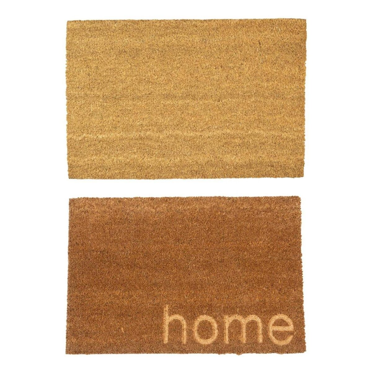 2x Coir Door Mats Natural Indoor Outdoor Welcome Mats 60 x 40cm Embossed Home - Image 1