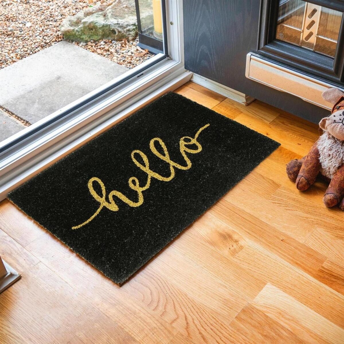 2x Coir Door Mats Natural Indoor Outdoor Welcome Mats 60 x 40cm Hello Black - Image 6