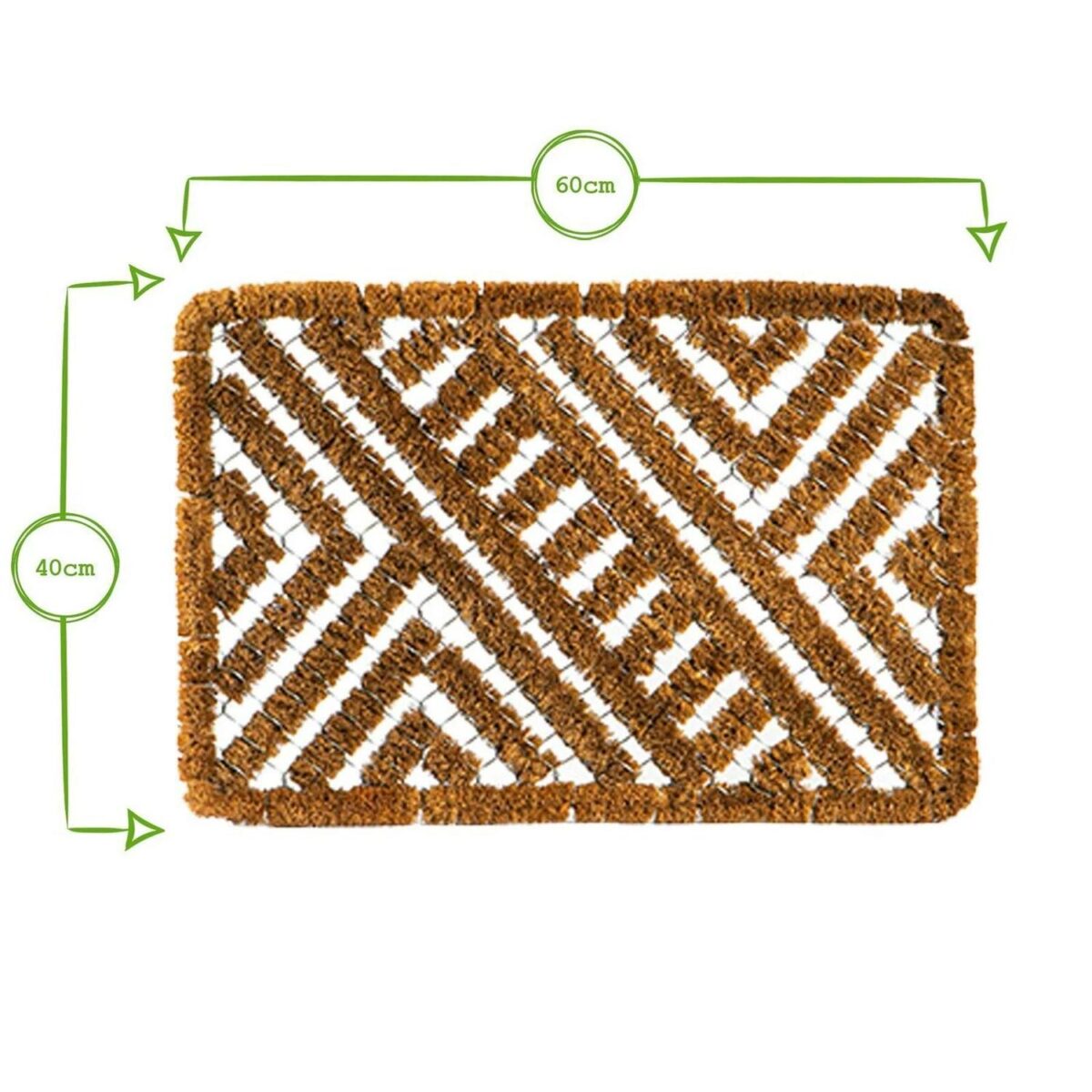 2x Coir Scraper Door Mat Wire Outdoor Boot Scrubber Mats 60 x 40cm Natural - Image 3