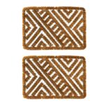2x Coir Scraper Door Mat Wire Outdoor Boot Scrubber Mats 60 x 40cm Natural