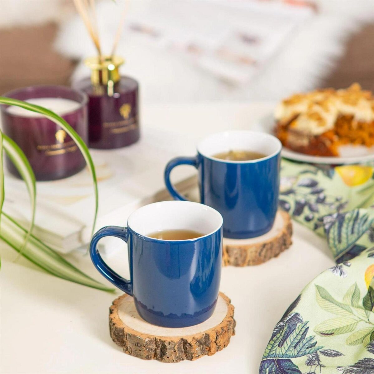 2x Coloured Coffee Mugs Ceramic Stoneware Tea Latte Cappuccino Cups 350ml Navy - Image 5