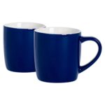 2x Coloured Coffee Mugs Ceramic Stoneware Tea Latte Cappuccino Cups 350ml Navy