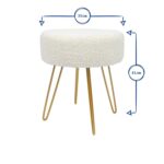2x Cream H36 x D29cm Round Boucle Footstools Ottoman Foot Stool Pouffe Seat - Image 5