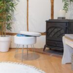 2x Cream/Silver H46 x D37cm Round Boucle Storage Footstools Ottoman Stool Seat - Image 6