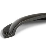 2x Curved Cabinet Cup Handle Cast Iron Cupboard Handles 130mm x 50mm Black - Image 2