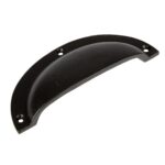 2x Curved Cabinet Cup Handle Cast Iron Cupboard Handles 130mm x 50mm Black - Image 4