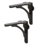 2x Curved Iron Shelf Bracket Cast Antique Vintage Wall Brackets D100mm Black