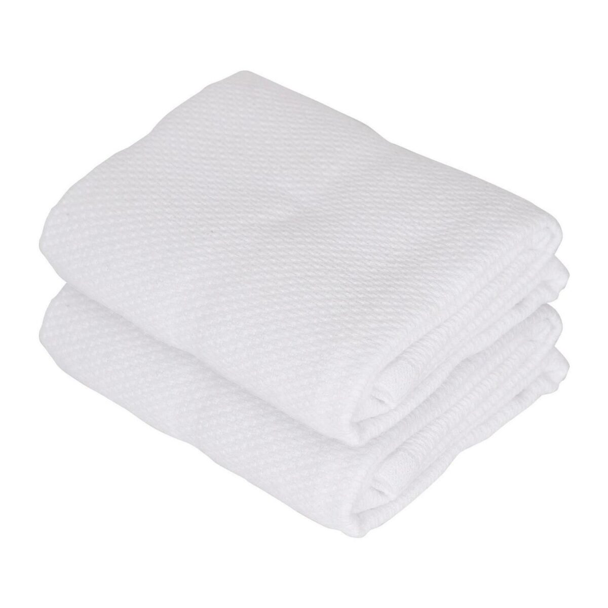 2x Deluxe 100% Cotton Tea Towels 60cm x 40cm White Kitchen Cloth - Image 1