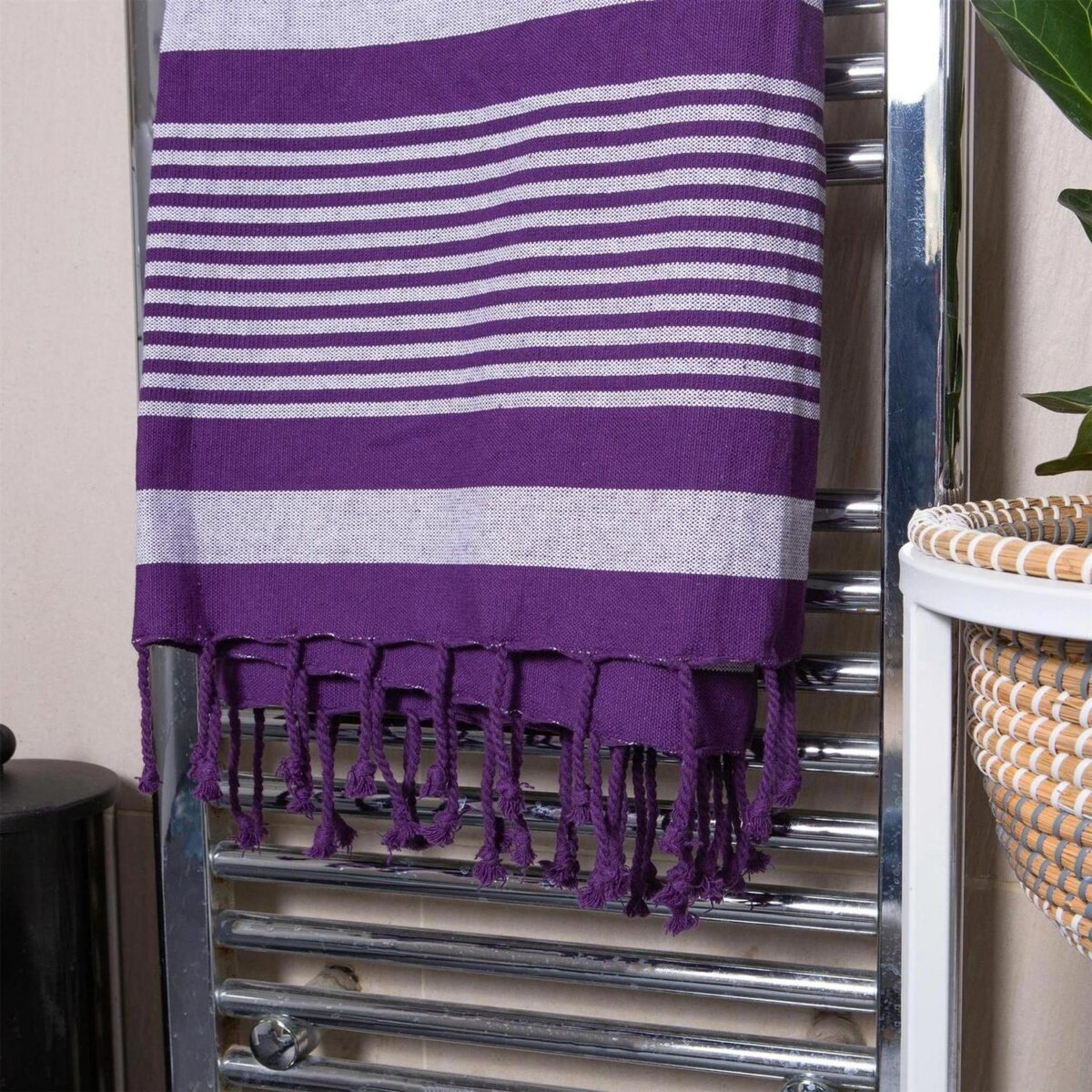 2x Deluxe Cotton Turkish Bath Towels Beach Sauna Hammam 157 x 87cm Purple - Image 6