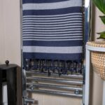 2x Deluxe Cotton Turkish Bath Towels Beach Sauna Hammam Blanket 157 x 87cm Navy - Image 6