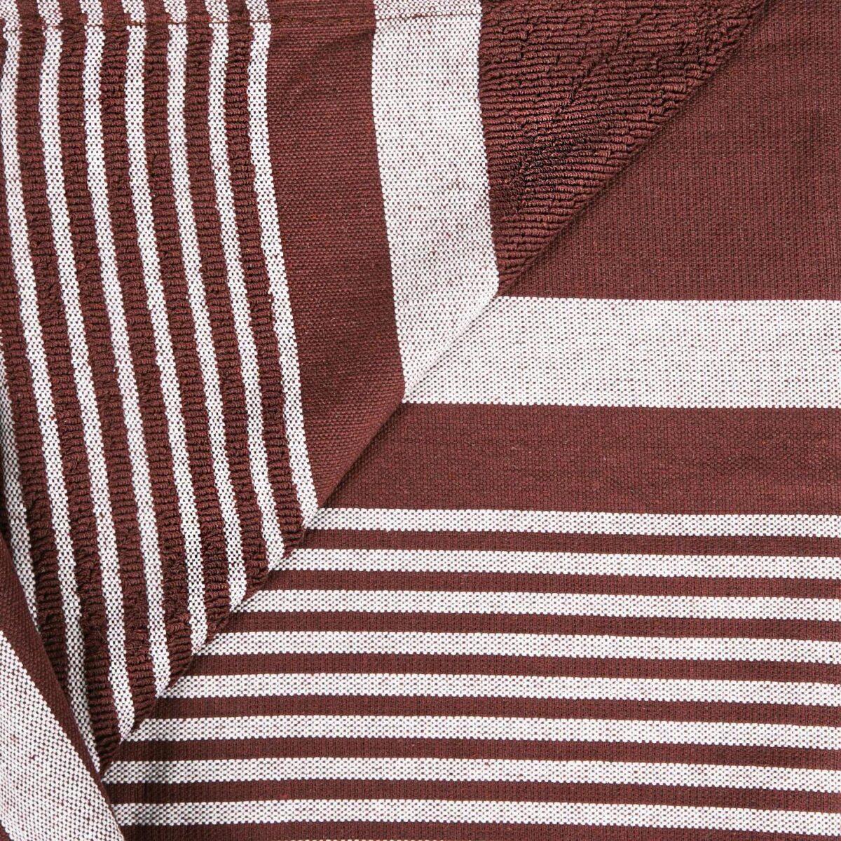 2x Deluxe Turkish Cotton Bath Towels Lightweight Throw 162 x 90cm Burgundy/Aqua - Image 4