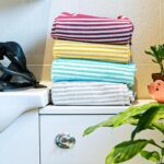 2x Deluxe Turkish Cotton Bath Towels Lightweight Throw 162 x 90cm Burgundy/Aqua - Image 6