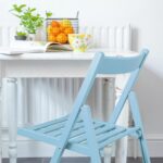 2x Denim Blue Wooden Folding Chairs Foldable Space Saving Slatted Office Seat - Image 7