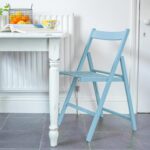 2x Denim Blue Wooden Folding Chairs Foldable Space Saving Slatted Office Seat - Image 4