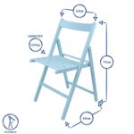 2x Denim Blue Wooden Folding Chairs Foldable Space Saving Slatted Office Seat - Image 3