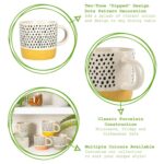 2x Dipped Dotty Stoneware Coffee Mugs Large Rustic Tea Cups Set 385ml Mustard - Image 2