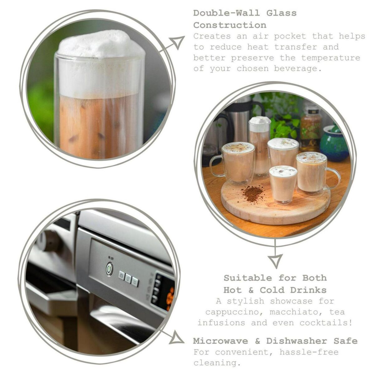 2x Double Wall Insulated Glass Coffee Cup Thermal Highball Drinking Glass 330ml - Image 3