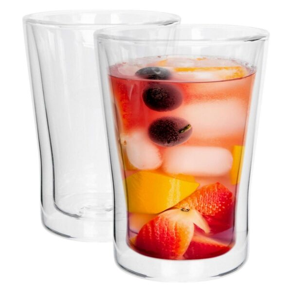 2x Double Wall Insulated Glass Coffee Cup Thermal Tumbler Drinking Glasses 360ml