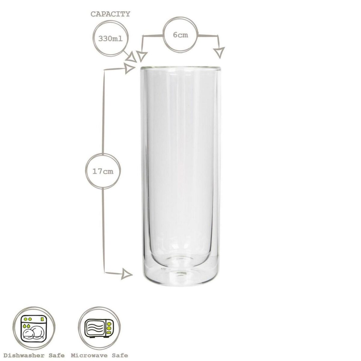 2x Double Wall Insulated Glass Coffee Cup Thermal Highball Drinking Glass 330ml - Image 1