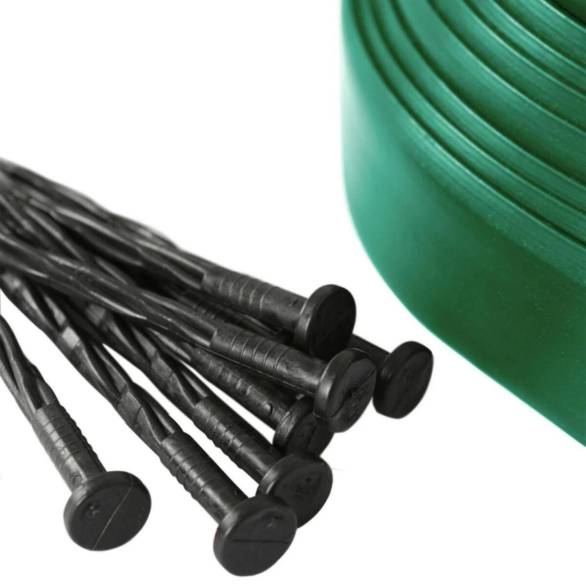 2x Flexible Plastic Lawn and Path Edging with 80 Pegs and Mallet 20m x 4cm Green - Image 4