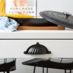 2x Fluted Cabinet Cup Handle Cast Iron Cupboard Handles 130mm x 60mm Black - Image 6