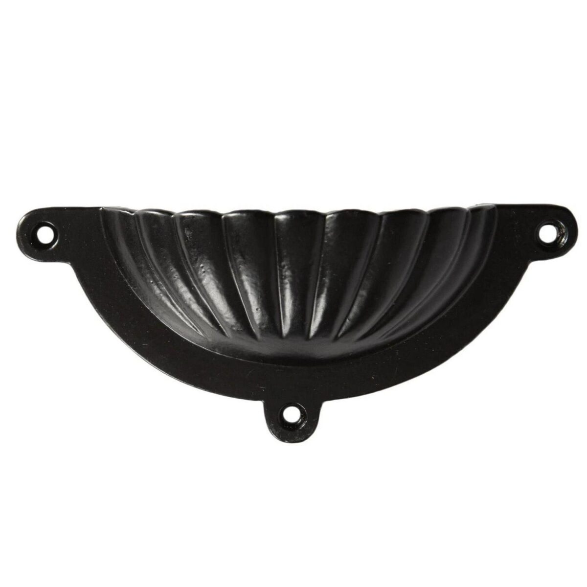 2x Fluted Cabinet Cup Handle Cast Iron Cupboard Handles 130mm x 60mm Black - Image 3