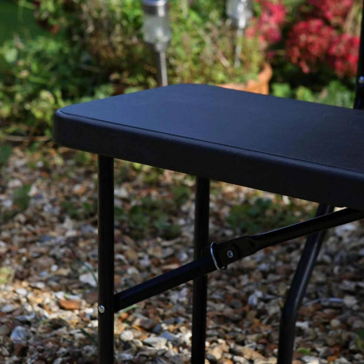 2x Folding Camping Picnic Benches 180cm (6ft) Black Outdoor Garden Furniture - Image 6