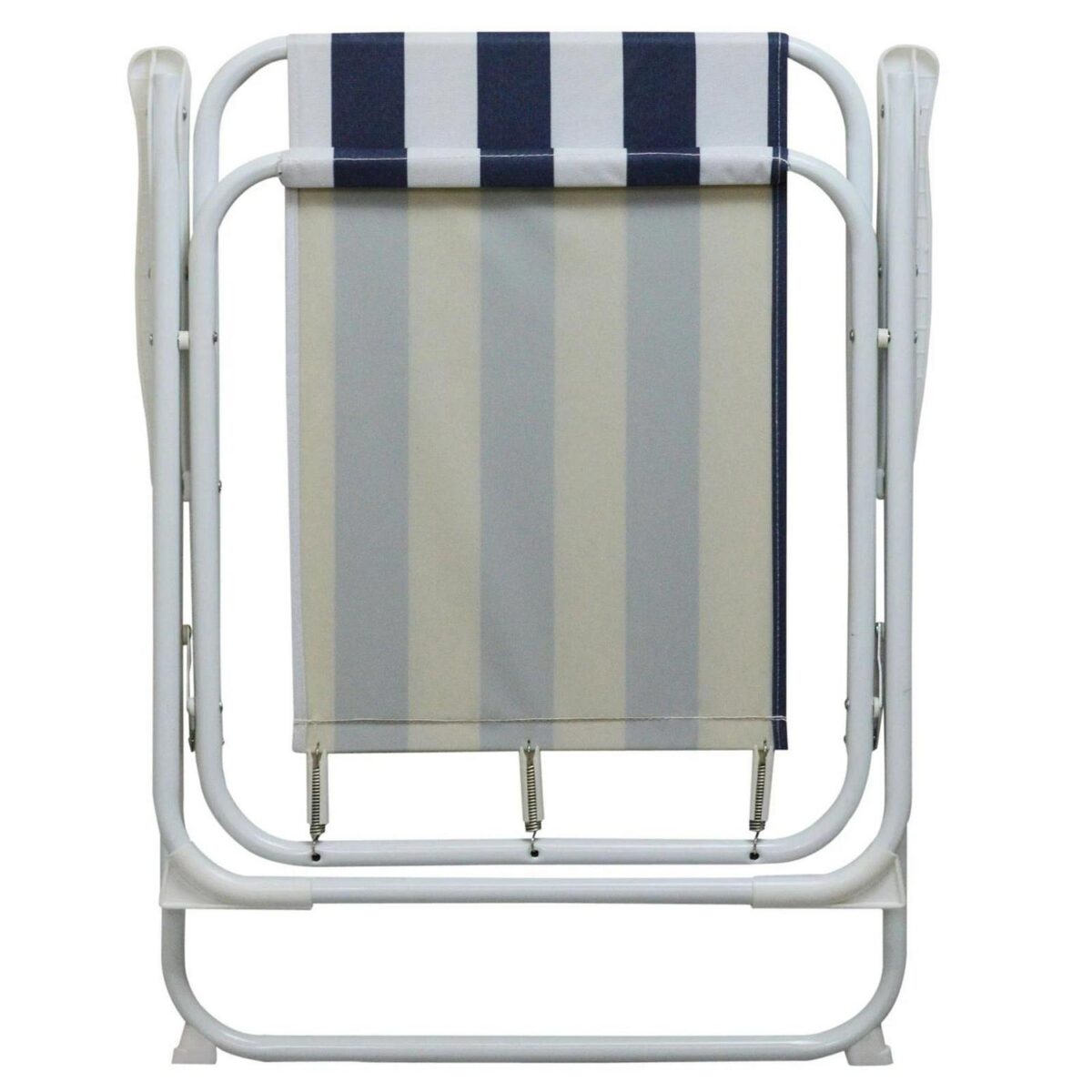 2x Folding Metal Beach Chairs Outdoor Camping Picnic Armchair Blue/Green Stripe - Image 4
