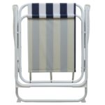 2x Folding Metal Beach Chairs Outdoor Camping Picnic Armchair Blue/Green Stripe - Image 4