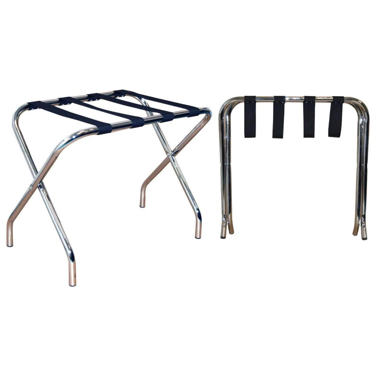 2x Folding Metal Luggage Rack Home Bedroom Suitcase Travel Storage Stand Chrome - Image 1