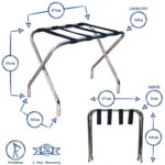 2x Folding Metal Luggage Rack Home Bedroom Suitcase Travel Storage Stand Black - Image 3