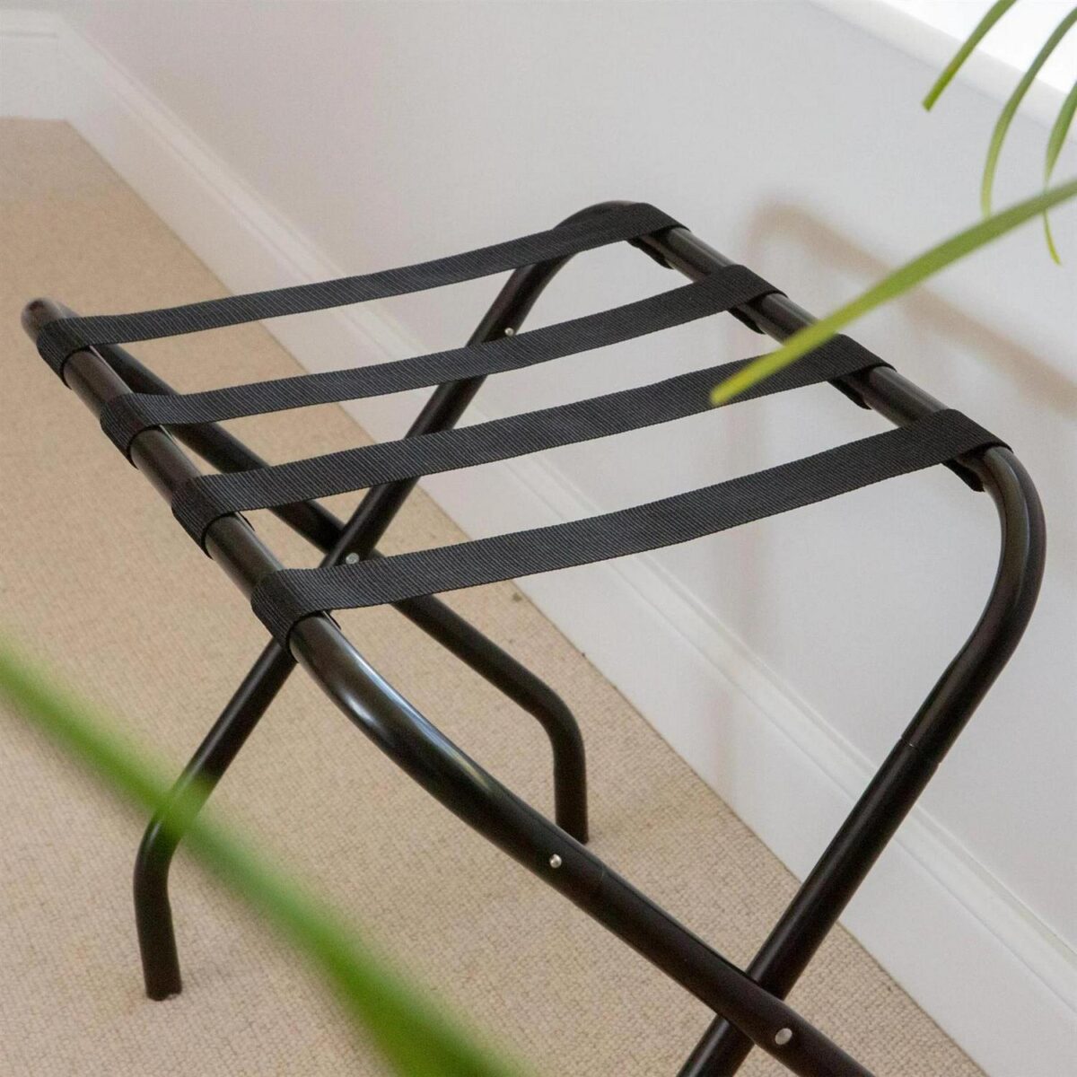 2x Folding Metal Luggage Rack Home Bedroom Suitcase Travel Storage Stand Black - Image 7