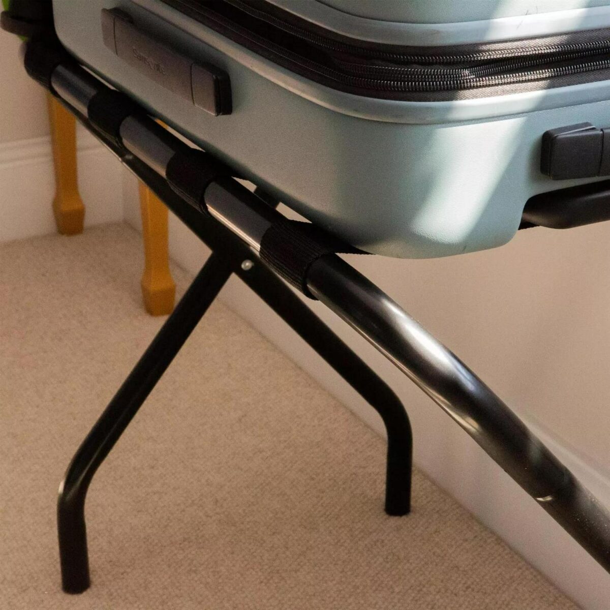 2x Folding Metal Luggage Rack Home Bedroom Suitcase Travel Storage Stand Black - Image 6
