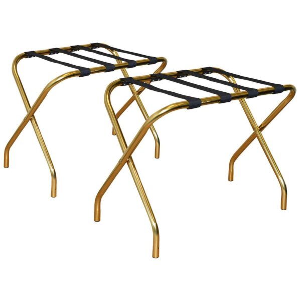 2x Folding Metal Luggage Rack Home Bedroom Suitcase Travel Storage Stand Gold
