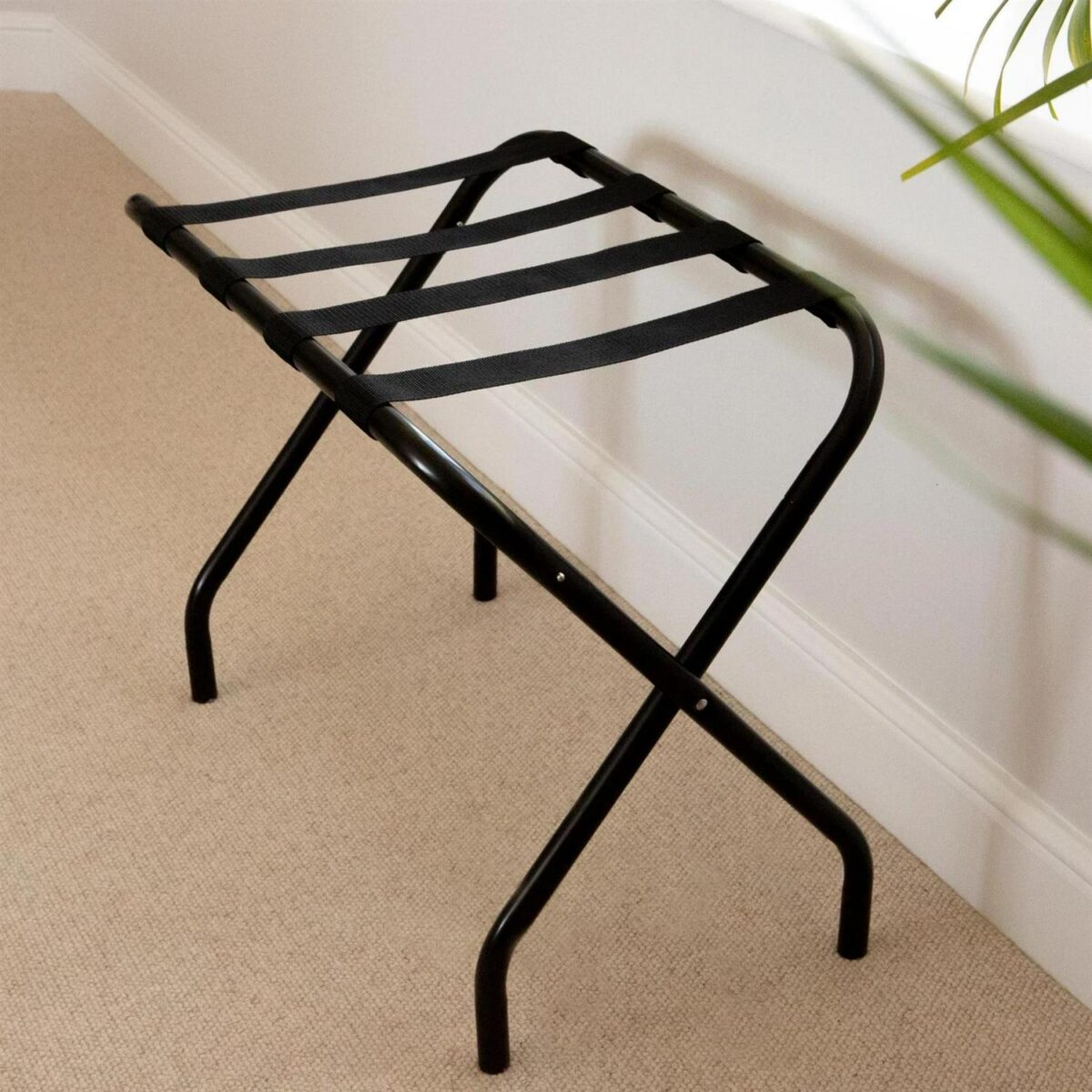 2x Folding Metal Luggage Rack Home Bedroom Suitcase Travel Storage Stand Black - Image 5