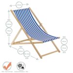 2x Folding Wooden Deck Chairs Traditional Folding Garden Beach 106cm Blue - Image 4