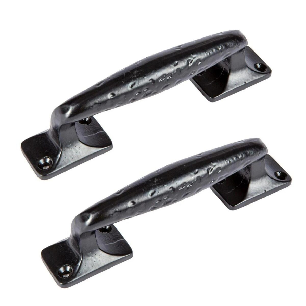 2x Forged Barn Door Handle Cast Iron Antique Cupboard Drawer Pull H150mm Black - Image 1