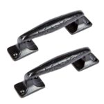 2x Forged Barn Door Handle Cast Iron Antique Cupboard Drawer Pull H150mm Black