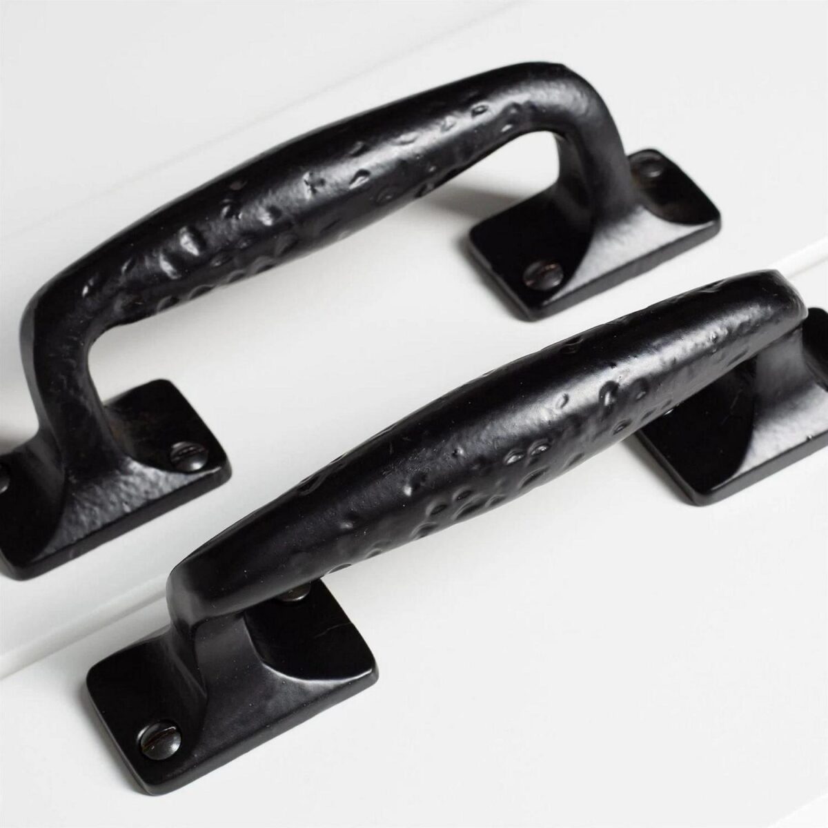 2x Forged Barn Door Handle Cast Iron Antique Cupboard Drawer Pull H150mm Black - Image 7