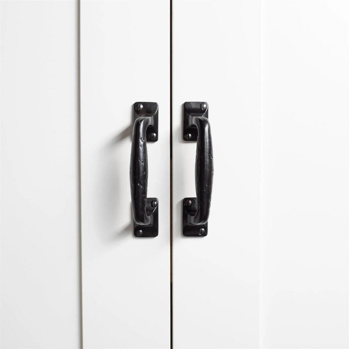 2x Forged Barn Door Handle Cast Iron Antique Cupboard Drawer Pull H150mm Black - Image 6