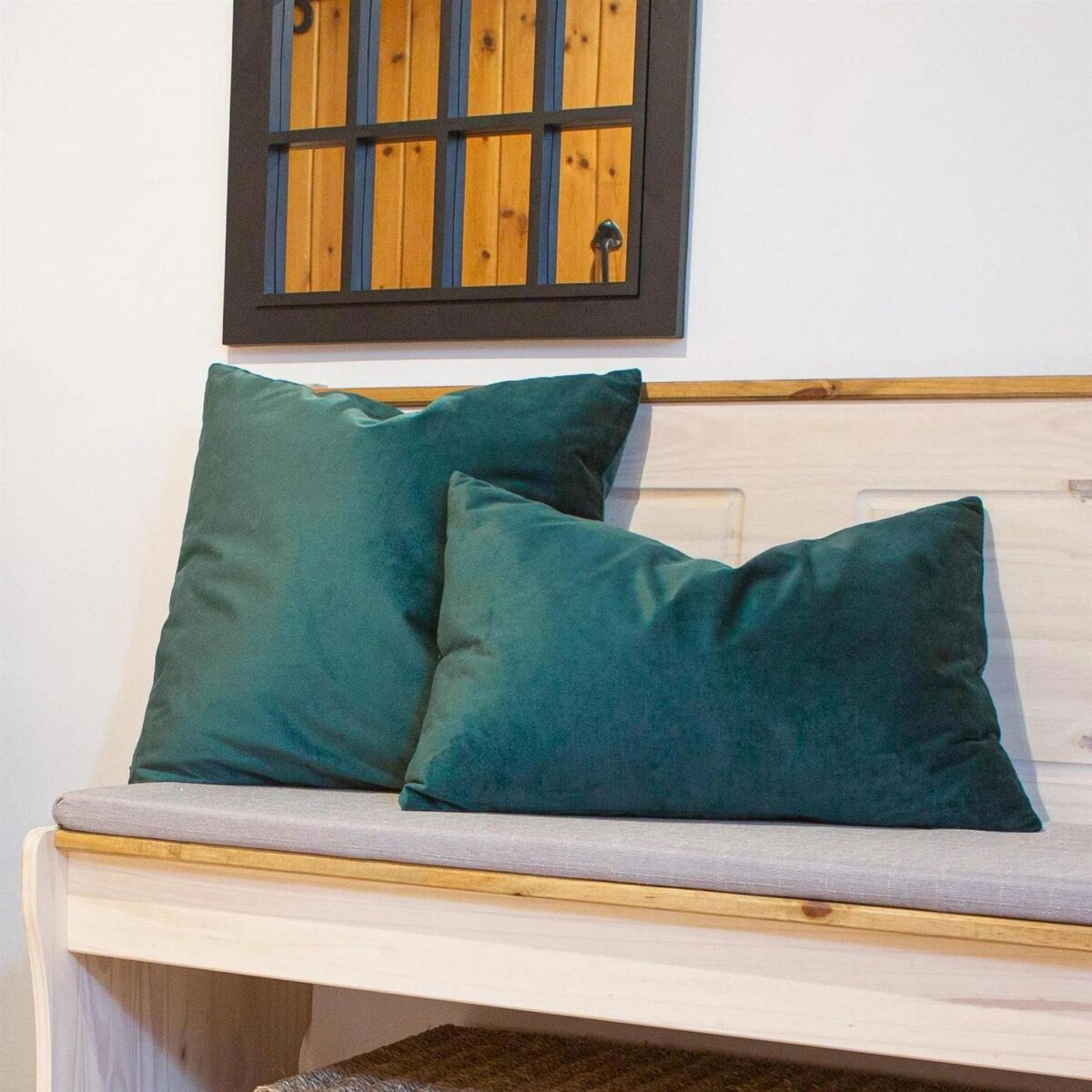 2x Green 55cm x 55cm Square Velvet Cushions Large Scatter Cushions with Cover - Image 6